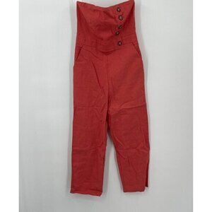 Social Gypsy Jumpsuit Small Womens Linen Casual Strapless Sleeveless Red New